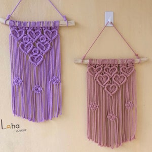 Macrame Heart Wall Hanging: Couple Love With Heart, Valentine Day Gift, Gift For Her, Gift For Him, Gift For Couple, Minimalist Wall Hanging
