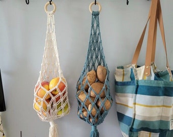 Macrame Hanging Fruit Basket, Vegetable Fruit Hanger, Veggie Fruit Holder, Kitchen Storage, Apple Fruit Hanging, Onion Storage Gift For Mom