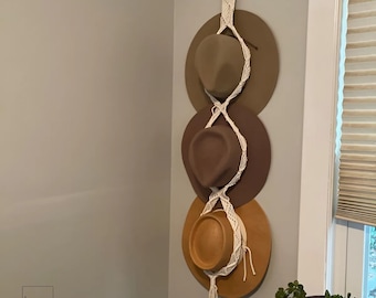 Boho Hat Rack, Hat Holder, Macrame Hat Display, Hat Hanger For Wall, Hat Storage, Farmhouse, New Home Gifts For Women, Father&#39;s Day Gift