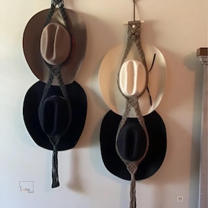 Macrame Hat Holder, Boho Hat Hanger, Hat Rack, Hat Storage, Fedora Hat Display, Farmhouse Style, Housewarming Gift, Christmas Gifts