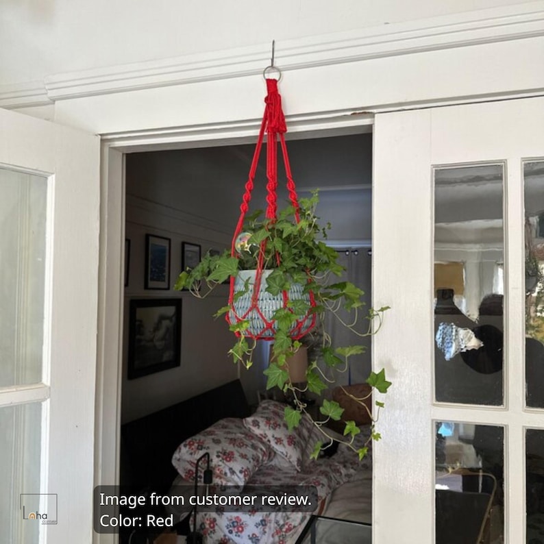 Minimalist Macrame Plant Hanger: Boho Hanging Planter, No Tassel, Macrame Plant Pot Holder Without Tail, Simple Minimalist Boho Decor immagine 10