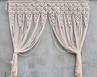 Long Macrame Curtain, Door Curtain, Window Curtain, Living Room Curtain, Shower Curtain, Headboard Decor, Geometric Curtain,Bathroom Curtain