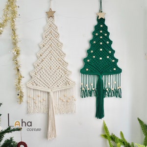 Macrame Christmas Tree with Star Topper, Pine Tree Wall Hanging Christmas Holiday Decoration, Farmhouse Xmas Decor, Macrame Xmas Tree image 7
