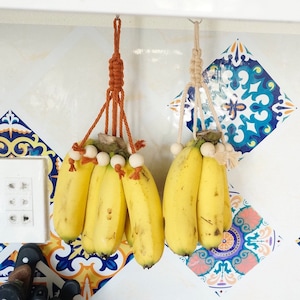 Macrame Banana Hanger, Banana Hammock, Fruit Holder, Kitchen Storage image 2