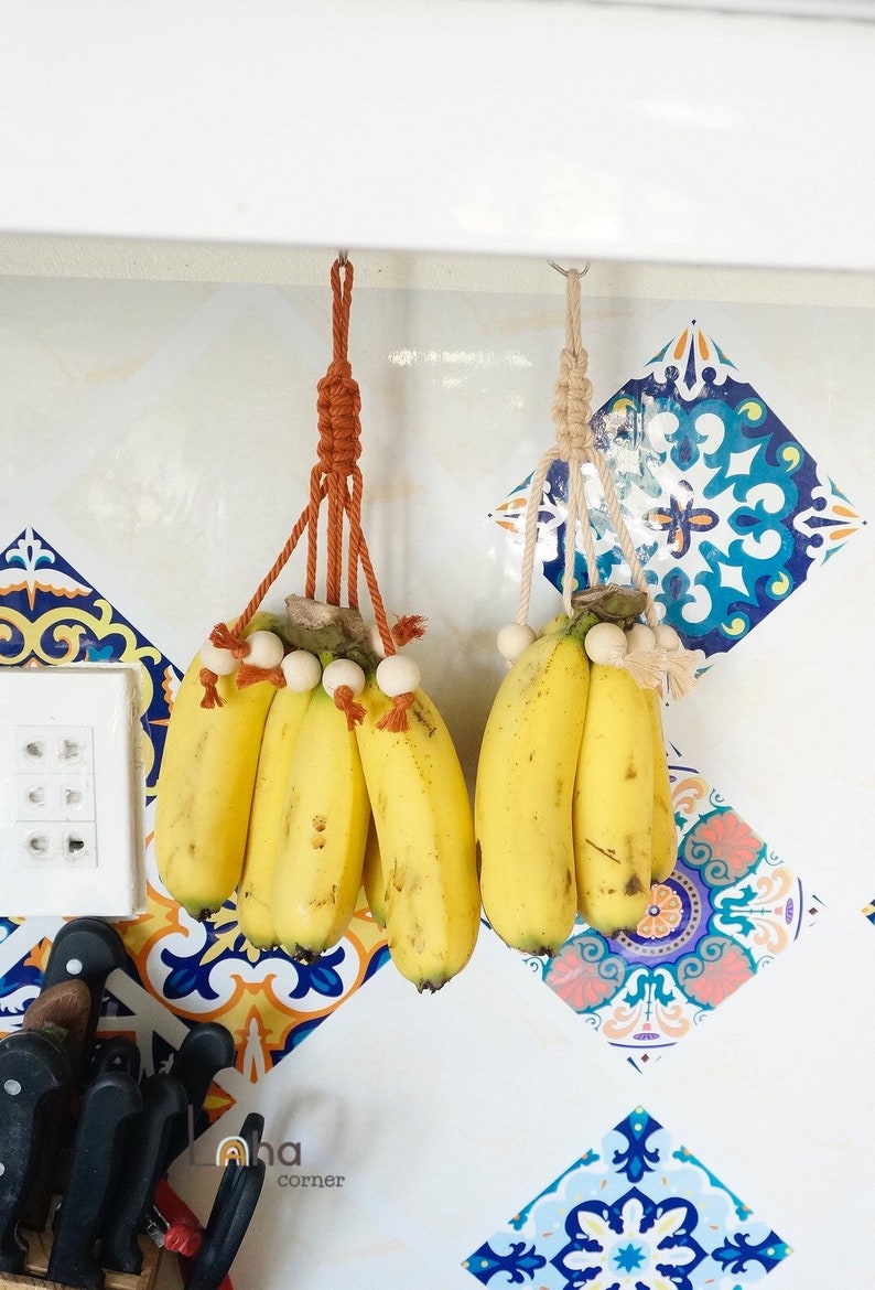 Macrame Banana Hanger, Banana Hammock, Fruit Holder, Kitchen Storage image 2
