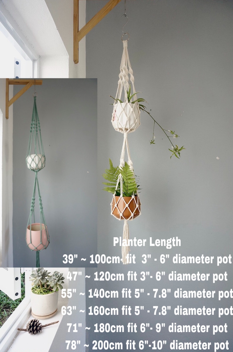 Macrame Double Plant Hanger - Thumbnail 5