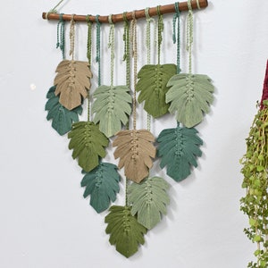 Customizable Color Leaves Wall Decor, Minimalist Wall Hanging, Macrame Feather Art, 2022 Wall Decor Ideas, Nursery Decor, Boho House Decor