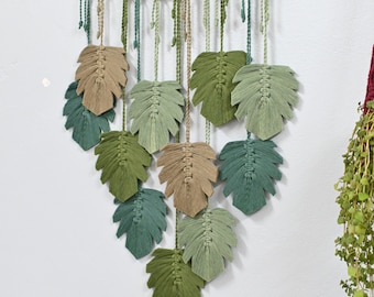 Customizable Color Leaves Wall Decor, Minimalist Wall Hanging, Macrame Feather Art, 2022 Wall Decor Ideas, Nursery Decor, Boho House Decor