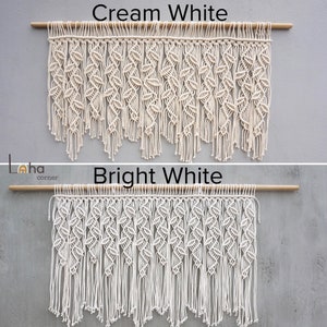 Long Macrame Curtain, Geometric Boho Door Curtain, Window Hanging, Macrame Room Divider, Farmhouse Curtain, Handmade Cotton image 14
