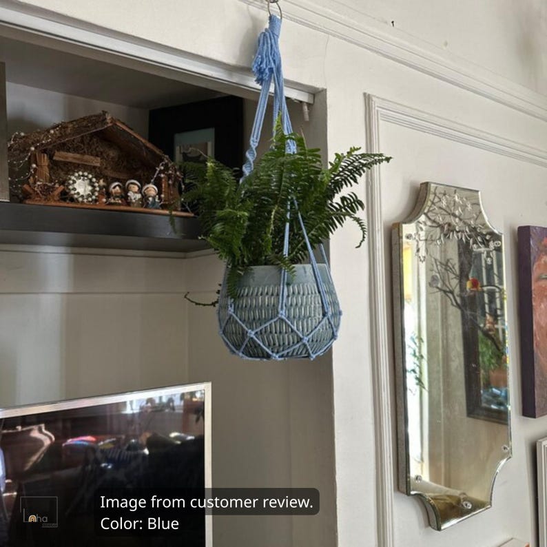 Minimalist Macrame Plant Hanger: Boho Hanging Planter, No Tassel, Macrame Plant Pot Holder Without Tail, Simple Minimalist Boho Decor immagine 12