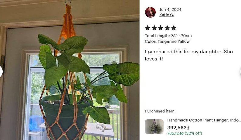 Minimalist Macrame Plant Hanger: Boho Hanging Planter, No Tassel, Macrame Plant Pot Holder Without Tail, Simple Minimalist Boho Decor immagine 17