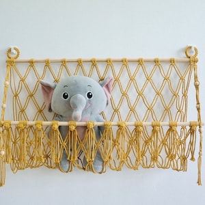 Macrame Toy Hammock, Stuffed Animal Toy Storage, Kids Room Decor, Boho Nursery Decor, Macrame Toy Holder, Wall Hanging Toy Hammock