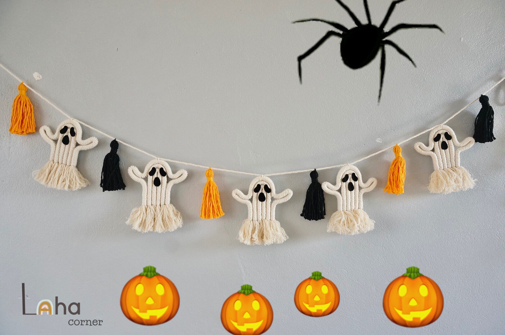 Halloween Decor, Macrame Halloween Decor, Scary Halloween, Halloween Garland, Halloween Dorm Decor, Boho Wall Art, Birthday Gift