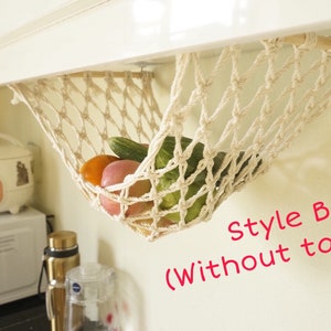 The Original Macrame Fruit And Veggie Hammock, Hanging Fruit Basket, Under Cabinet, Kitchen Counter Space Saver, Kitchen and Dining image 5