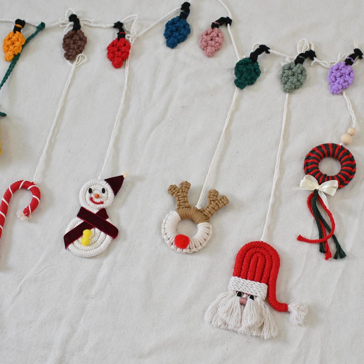 Macrame Christmas Ornament Set, Christmas Decor, Handmade Xmas Decoration, Christmas Car Charm, Christmas Gift for Friend, Boho Ornaments - Etsy