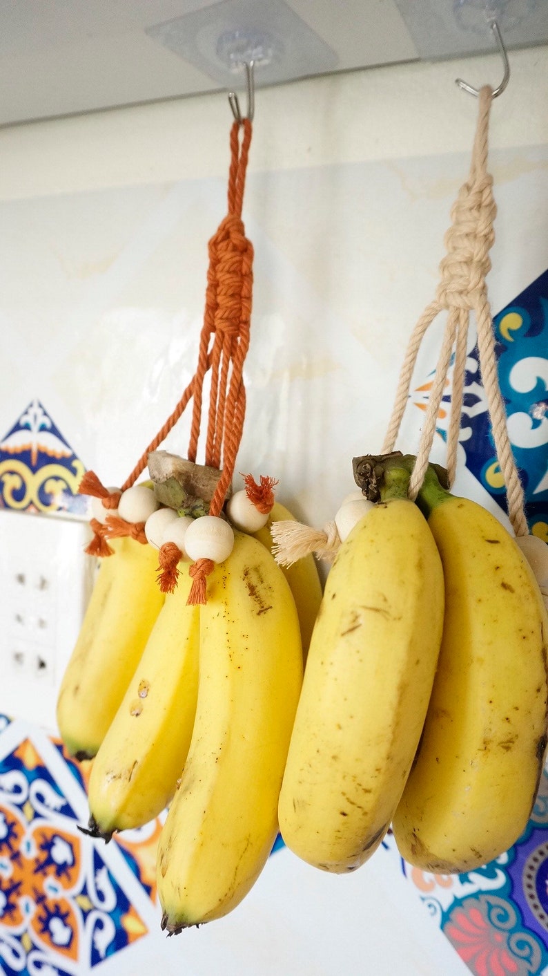 Macrame Banana Hanger, Banana Hammock, Fruit Holder, Kitchen Storage image 6