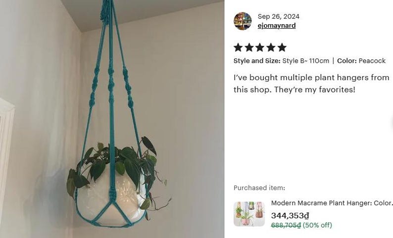 Modern Macrame Plant Hanger: Colorful Indoor Home Decor, Ivy Tree Pot Holder, Tropical Plant Pot Holder, Home Indoor Garden, Birthday Gift image 12