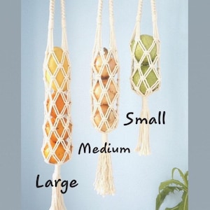 Macrame Onion Holder and Fruit Hammock, Hanging Produce Storage Bag for Kitchen