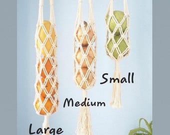 Soporte de macramé para cebollas y hamaca para frutas, bolsa colgante para almacenar productos agrícolas en la cocina.