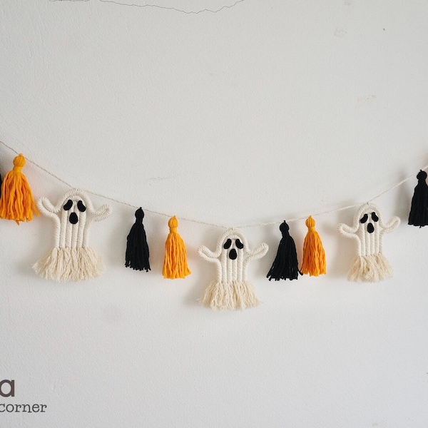 Decorazione di Halloween, Decorazione di Halloween Macrame, Halloween spaventoso, Ghirlanda di Halloween