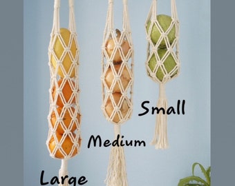 Hanging Produce Storage, Macrame Fruit Vegetable Bag, Wine Onion Apple Orange Holder Bag, Veggie Hammock, Kitchen Storage.