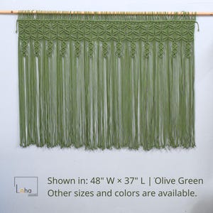 Long Macrame Curtain, Geometric Boho Door Curtain, Window Hanging, Macrame Room Divider, Farmhouse Curtain, Handmade Cotton image 10