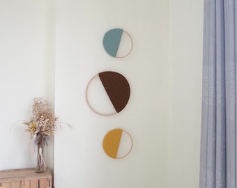 Custom Color Circle Wall Hanging, Macrame Circle Wall Decor, Circle Tapestry, Boho Fiber Art, Rustic Art, Living Room, Bedroom, Nursery