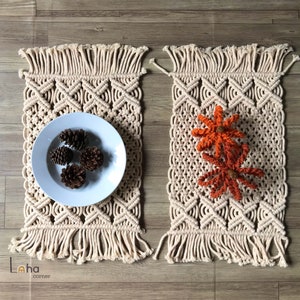 Set of 2,4,6 Macrame Table Placemats, More Color, Rustic Dining Table Decor, Fiber Placemats, Table Decor Pad, Vintage Table Runner image 4