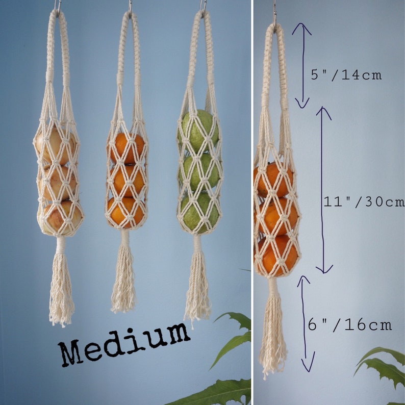 Hanging Produce Storage, Macrame Fruit Vegetable Bag, Wine Onion Apple Orange Holder Bag, Veggie Hammock, Kitchen Storage. image 3