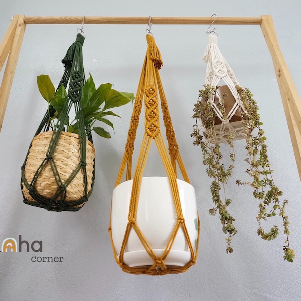 Colgador de plantas grande de macramé, decoración de jardín, regalo para amantes de las plantas, regalo de Navidad, decoración bohemia para el hogar