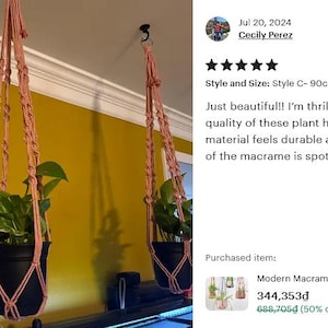 Modern Macrame Plant Hanger: Colorful Indoor Home Decor, Ivy Tree Pot Holder, Tropical Plant Pot Holder, Home Indoor Garden, Birthday Gift image 11