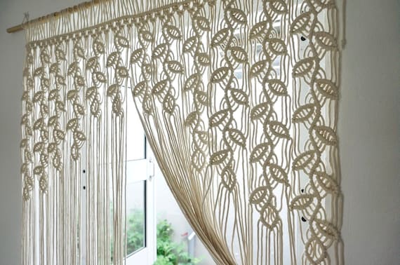 Charocean Makramee Vorhang 120x195cm | Handgefertigter Boho Türvorhang | Baumwollgarn Dekoration