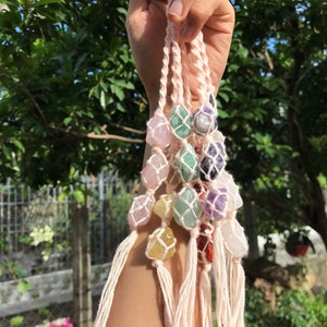 Custom Crystal Car Charm, Macrame Crystal Car Hanger, Crystal Car Accessories, Crystal Car Protection, Sun Catcher, Gemstones Car Charm