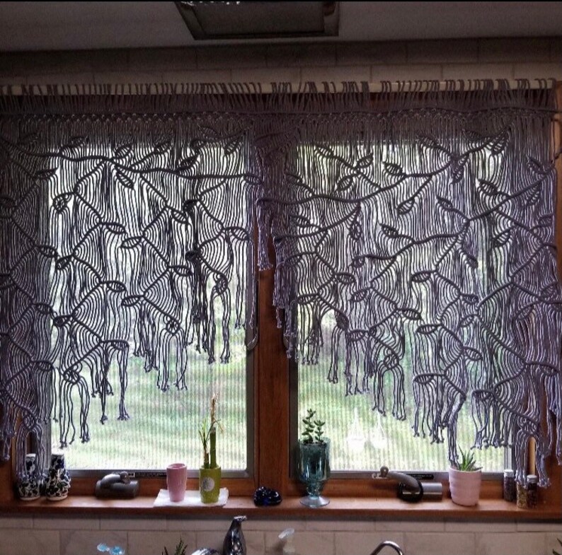 Macrame Leaf Window Curtain Macrame Door Curtain Wall - Etsy