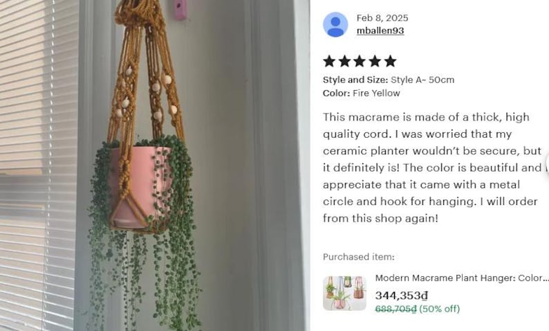 Modern Macrame Plant Hanger: Colorful Indoor Home Decor, Ivy Tree Pot Holder, Tropical Plant Pot Holder, Home Indoor Garden, Birthday Gift image 16