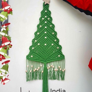 Macrame Christmas Tree with Star Topper, Pine Tree Wall Hanging Christmas Holiday Decoration, Farmhouse Xmas Decor, Macrame Xmas Tree image 3