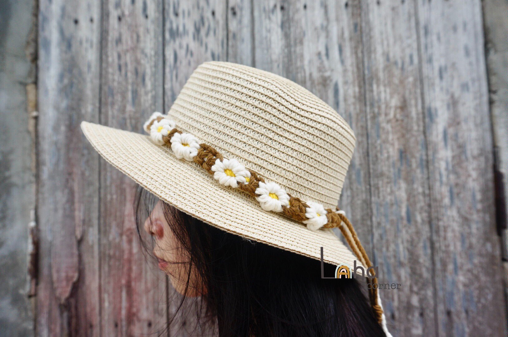 Macrame Daisy Flower Hatband: Boho Country Girl Hat  display picture 2