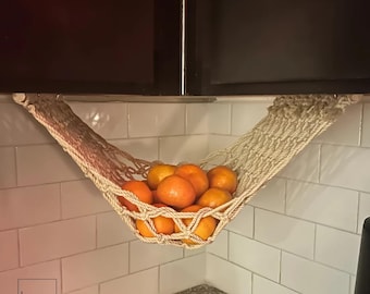 The Original Macrame Fruit Hammock, Under Cabinet Fruit Holder, Fruit Hanger, Kitchen Organiser, Fruit and Veggie Hammock, Boho Decor