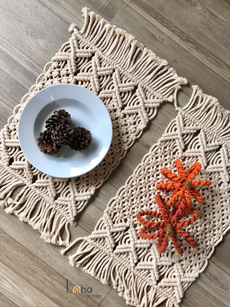 Set of 2,4,6 Macrame Table Placemats, More Color, Rustic Dining Table Decor, Fiber Placemats, Table Decor Pad, Vintage Table Runner image 7