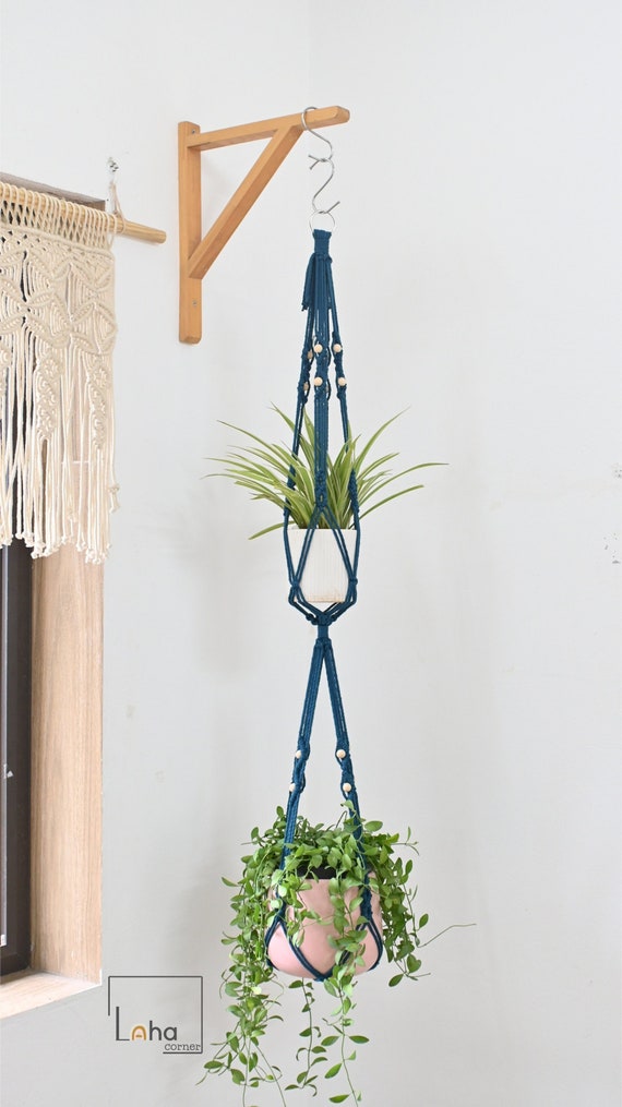 Zwei Stufen Makramee Pflanzenaufhnger: Boho Wohndekor - Etsy Schweiz