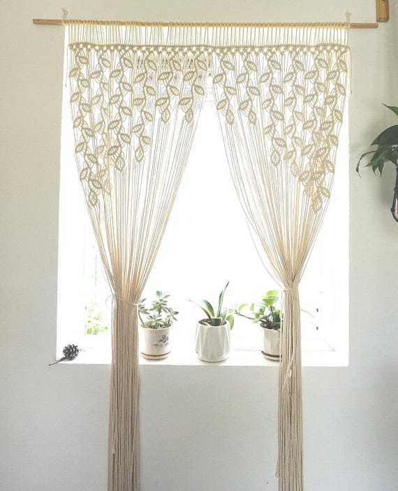 Macrame Door Curtain, Boho Doorway Curtain, Custom Room Divider Curtain, Long Beaded Curtain for Closet or Window