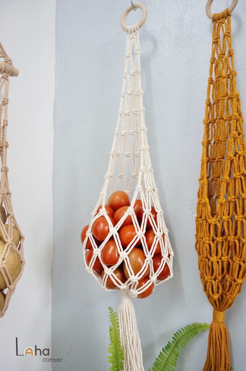 Macrame Hanging Fruit Basket Vegetable Fruit Hanger Veggie Etsy