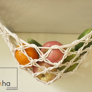 The Original Macrame Fruit And Veggie Hammock, Hanging Fruit Basket, Under Cabinet, Kitchen Counter Space Saver, Kitchen and Dining image 4