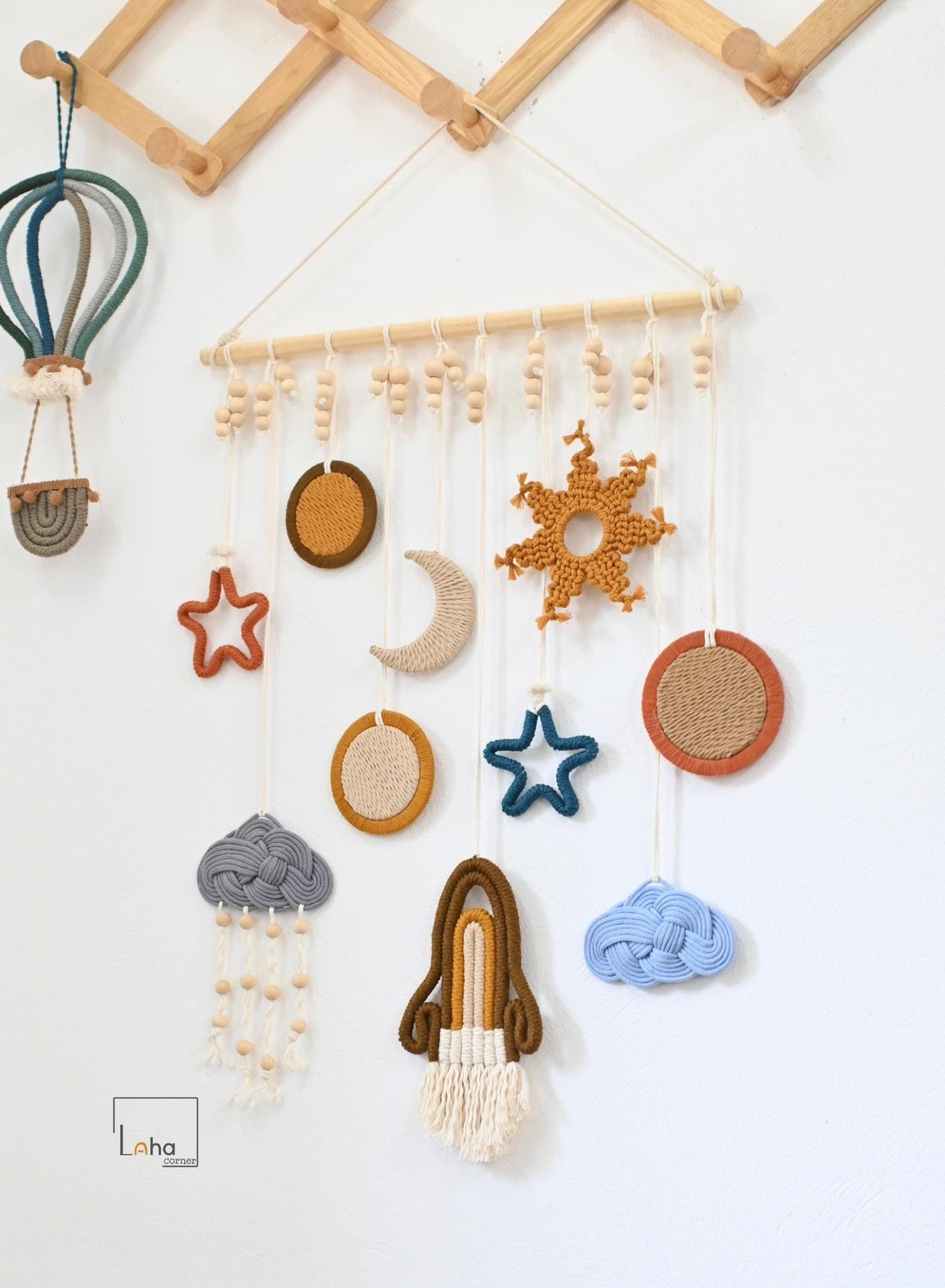 Macrame Rocket Wall Hanging: Space Themed Nursery, Baby Planet Gift, Space Rocket & Planets, Space Mobile, Space Themed Wall Art