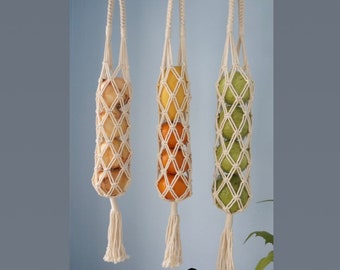 Bolsa de macramé hecha a mano para frutas y verduras: Almacenamiento de cocina