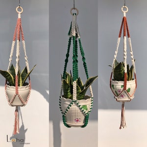 Set of 3 Macrame Plant Hangers -Mixed Color Planter, Hanging Indoor Planters, Macrame Plant Holders, Hanging Pot Holders