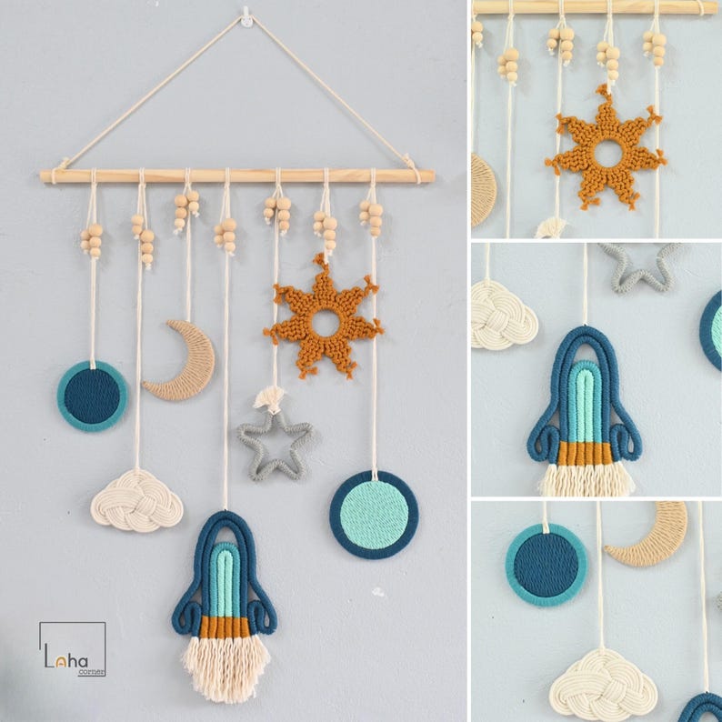 Macrame Rocket Wall Hanging: Space Themed Nursery, Baby Planet Gift ...