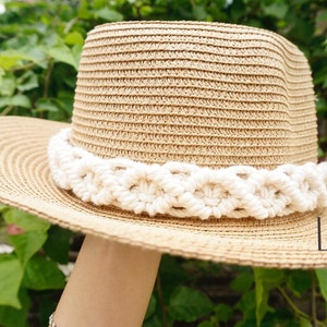 Macrame Hatband for Women: Handmade Cotton Hat Band