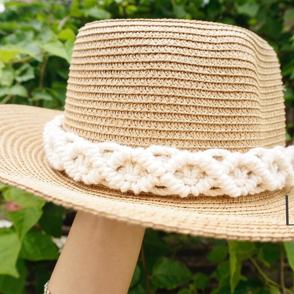 Hat Accessories, Hatband For Women, Macrame Hatband, Custom Hatband, Vintage Handband, Gift For Hat Lover