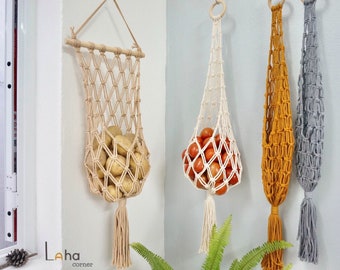 Macrame Potato Tomato Bag, Hanging Fruit Basket, Macrame Veggie Fruit Holder, Vegetable Storage, Kitchen Storage, Gift For Mom